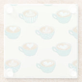 Latte Art in Cute Blue Coffee Mugs Glazen Onderzetter (Achterkant)