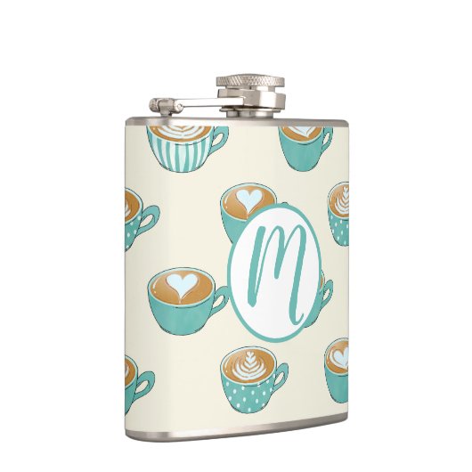 Latte Art in Cute Blue Coffee Mugs Heupfles (Rechts)