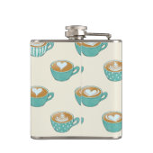 Latte Art in Cute Blue Coffee Mugs Heupfles (Achterkant)