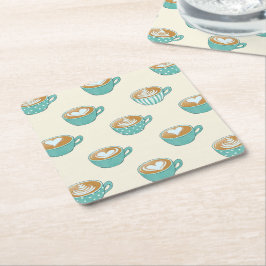 Latte Art in Cute Blue Coffee Mugs Kartonnen Onderzetters