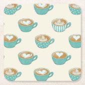 Latte Art in Cute Blue Coffee Mugs Kartonnen Onderzetters (Voorkant)