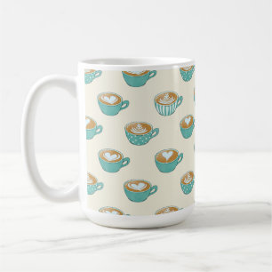Latte Art in Cute Blue Coffee Mugs Koffiemok