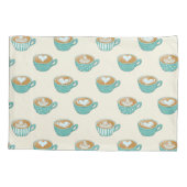 Latte Art in Cute Blue Coffee Mugs Kussensloop (Achterkant)