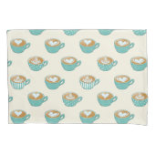 Latte Art in Cute Blue Coffee Mugs Kussensloop (Voorkant)