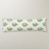 Latte Art in Cute Blue Coffee Mugs Lichaamskussen (Achterkant)