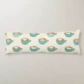 Latte Art in Cute Blue Coffee Mugs Lichaamskussen (Voorkant)