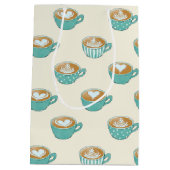 Latte Art in Cute Blue Coffee Mugs Medium Cadeauzakje (Achterkant)