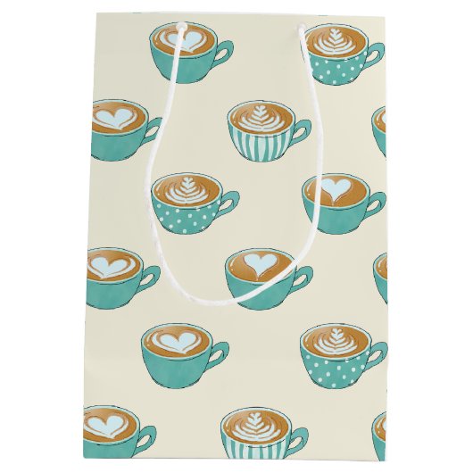 Latte Art in Cute Blue Coffee Mugs Medium Cadeauzakje (Achterkant)