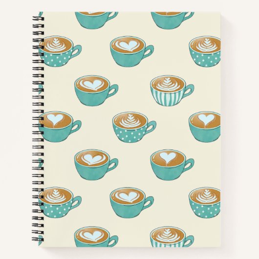 Latte Art in Cute Blue Coffee Mugs Notitieboek (Voorkant)
