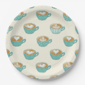 Latte Art in Cute Blue Coffee Mugs Papieren Bordje (Voorkant)