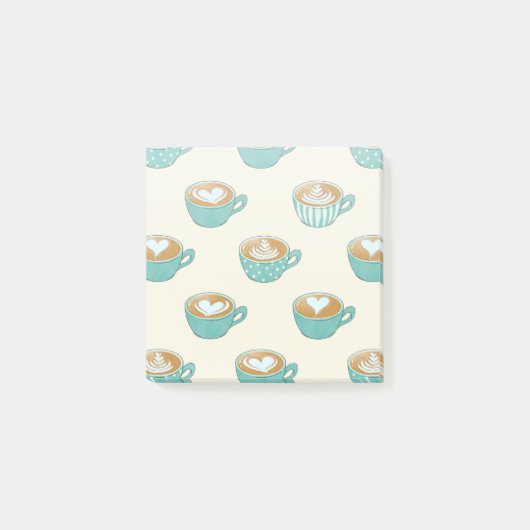 Latte Art in Cute Blue Coffee Mugs Post-it® Notes (Voorkant)