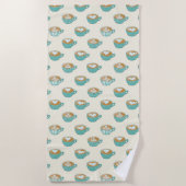 Latte Art in Cute Blue Coffee Mugs Strandlaken (Voorkant)