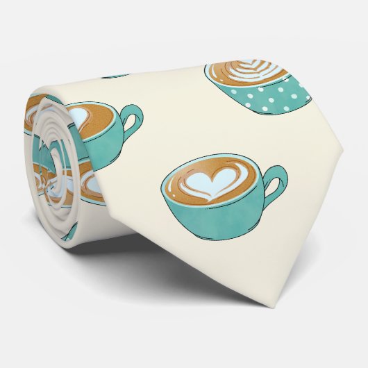 Latte Art in Cute Blue Coffee Mugs Stropdas (Opgerold)