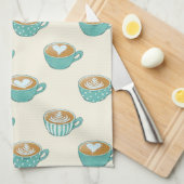 Latte Art in Cute Blue Coffee Mugs Theedoek (Quarter Fold)