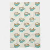 Latte Art in Cute Blue Coffee Mugs Theedoek (Verticaal)