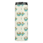Latte Art in Cute Blue Coffee Mugs Thermosbeker (Achterkant)