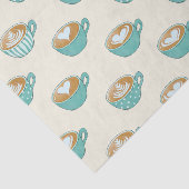 Latte Art in Cute Blue Coffee Mugs Tissuepapier (Detail)