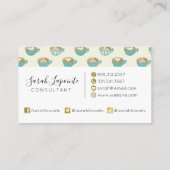 Latte Art in Cute Blue Coffee Mugs Visitekaartje (Achterkant)