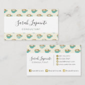 Latte Art in Cute Blue Coffee Mugs Visitekaartje (Voorkant / Achterkant)