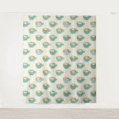 Latte Art in Cute Blue Coffee Mugs Wandkleed (Voorkant)