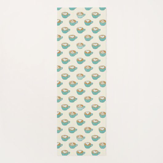 Latte Art in Cute Blue Coffee Mugs Yogamat (Achterkant)