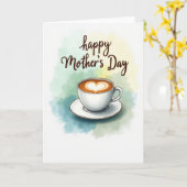 Latte Art Moederdagkaart Kaart (Gele Bloem)