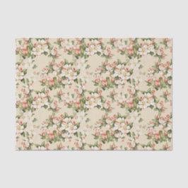 Latte Beige Bloemen Elegant Tissuepapier