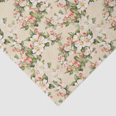 Latte Beige Bloemen Elegant Tissuepapier (Detail)