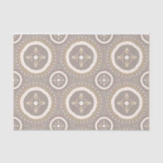 Latte Beige Elegant Ornamental Floral Tissuepapier (Voorkant)