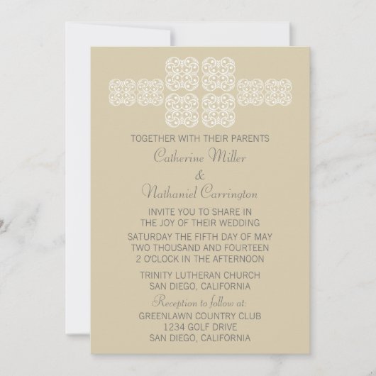 Latte Bohemian Chic Wedding Invite Kaart (Voorkant)