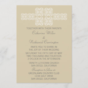 Latte Bohemian Chic Wedding Invite Kaart