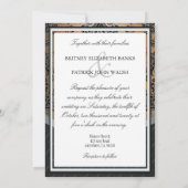Latte Brown & Black Damask Wedding Invitations Kaart (Achterkant)