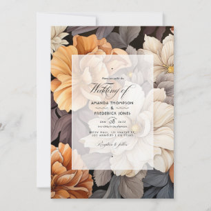 Latte Brown naar Caramel Bloemen Herfst Bruiloft Kaart