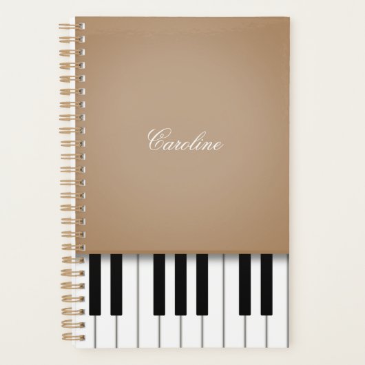Latte Brown Piano-toetsenbord - Aangepaste muziek Planner (Voorkant)
