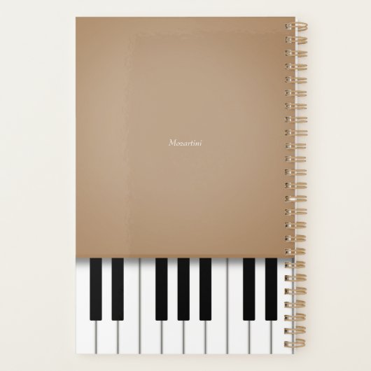 Latte Brown Piano-toetsenbord - Aangepaste muziek Planner (Achterkant)
