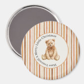 Latte Cocoa Blush Strepen Teddybeer Kerstmis Magneet (Voorkant / Achterkant)