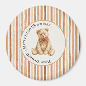 Latte Cocoa Blush Strepen Teddybeer Kerstmis Magneet (Voorkant)