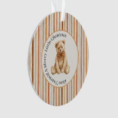 Latte Cocoa Blush Strepen Teddybeer Kerstmis Ornament (voorkant)