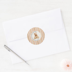 Latte Cocoa Blush Strepen Teddybeer Kerstmis Ronde Sticker