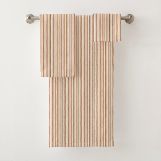 Latte Cocoa Crème Blush Strepen Bad Handdoek (Insitu)