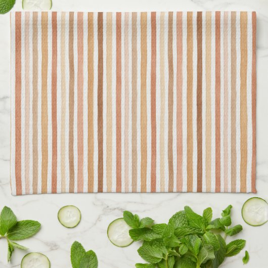 Latte Cocoa Crème Blush Strepen Theedoek (Gevouwen)