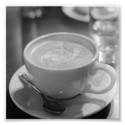 Latte Coffee Black en White Foto Afdruk (Voorkant)