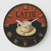 Latte Coffee Italian Café Kitchen Decor Grote Klok (Voorkant)