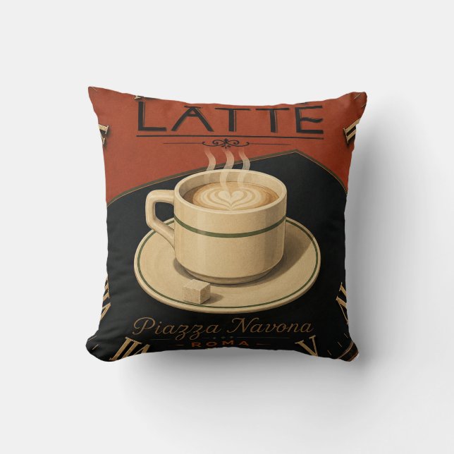 Latte Coffee  Italian Café Kitchen Decor Kussen (Voorkant)