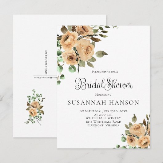 Latte Cream Ivoor Beige Bloemen Vrijgezellenfeest Briefkaart (Voorkant / Achterkant)