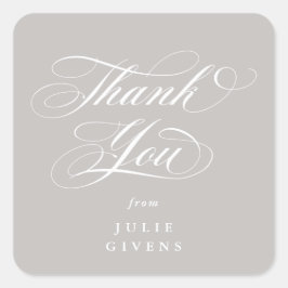 Latte Elegant Script Afstudeer Bedankt Vierkante Sticker