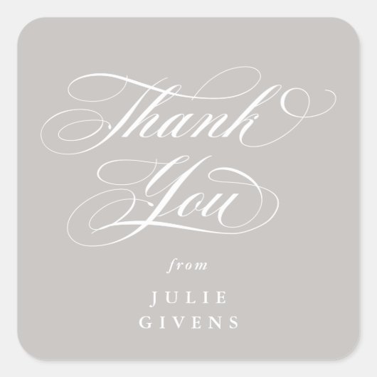 Latte Elegant Script Afstudeer Bedankt Vierkante Sticker (Voorkant)