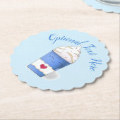 Latte en gehakte room (blauw) kartonnen onderzetters (Gekanteld)