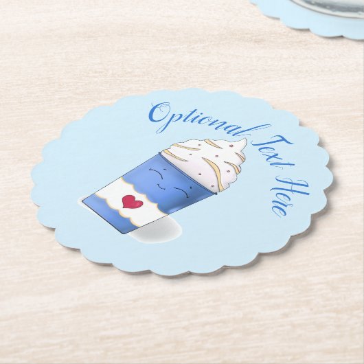 Latte en gehakte room (blauw) kartonnen onderzetters (Gekanteld)