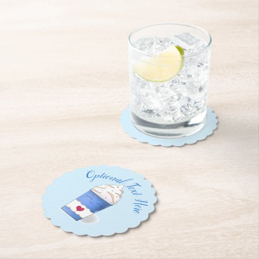 Latte en gehakte room (blauw) kartonnen onderzetters (Insitu)